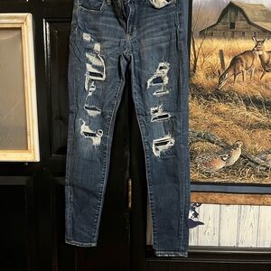 American Eagle Outfitters Blue Skinny Distressed Jeans